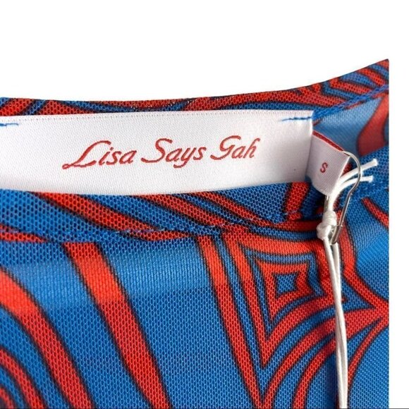 NEW Lisa Says Gah Alex Meshed Tee in Wild Hearts Blue Size S (Urban Outfitters) - Picture 9 of 10